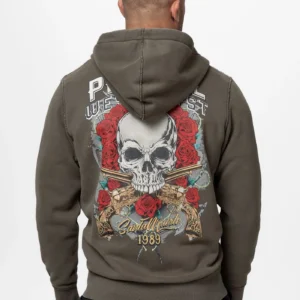 Bluza rozpinana z kapturem Washed SANTA MUERTE